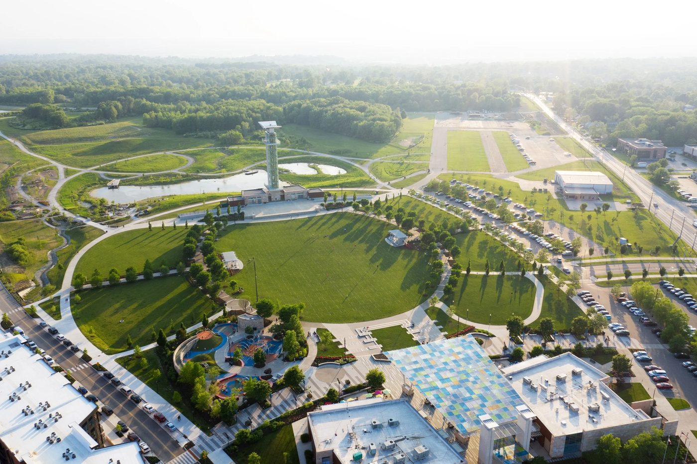 Summit Park Great Lawn and surrounding neighborhoods in Blue Ash, Ohio — photo by Blue Ash Communications, CC BY-SA 4.0