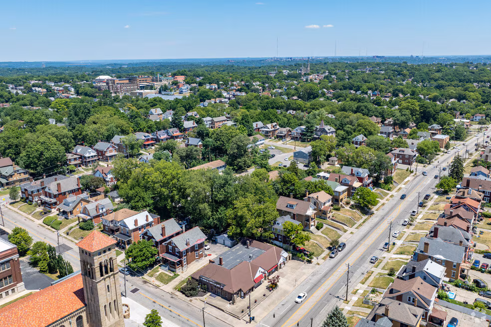 Aerial view of Delhi Township neighborhoods, Cincinnati west side