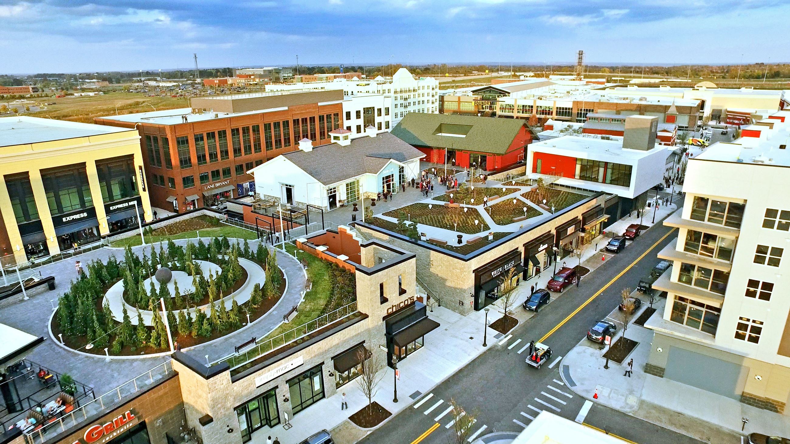 Aerial view of Liberty Center shopping and mixed-use district in Liberty Township, Ohio