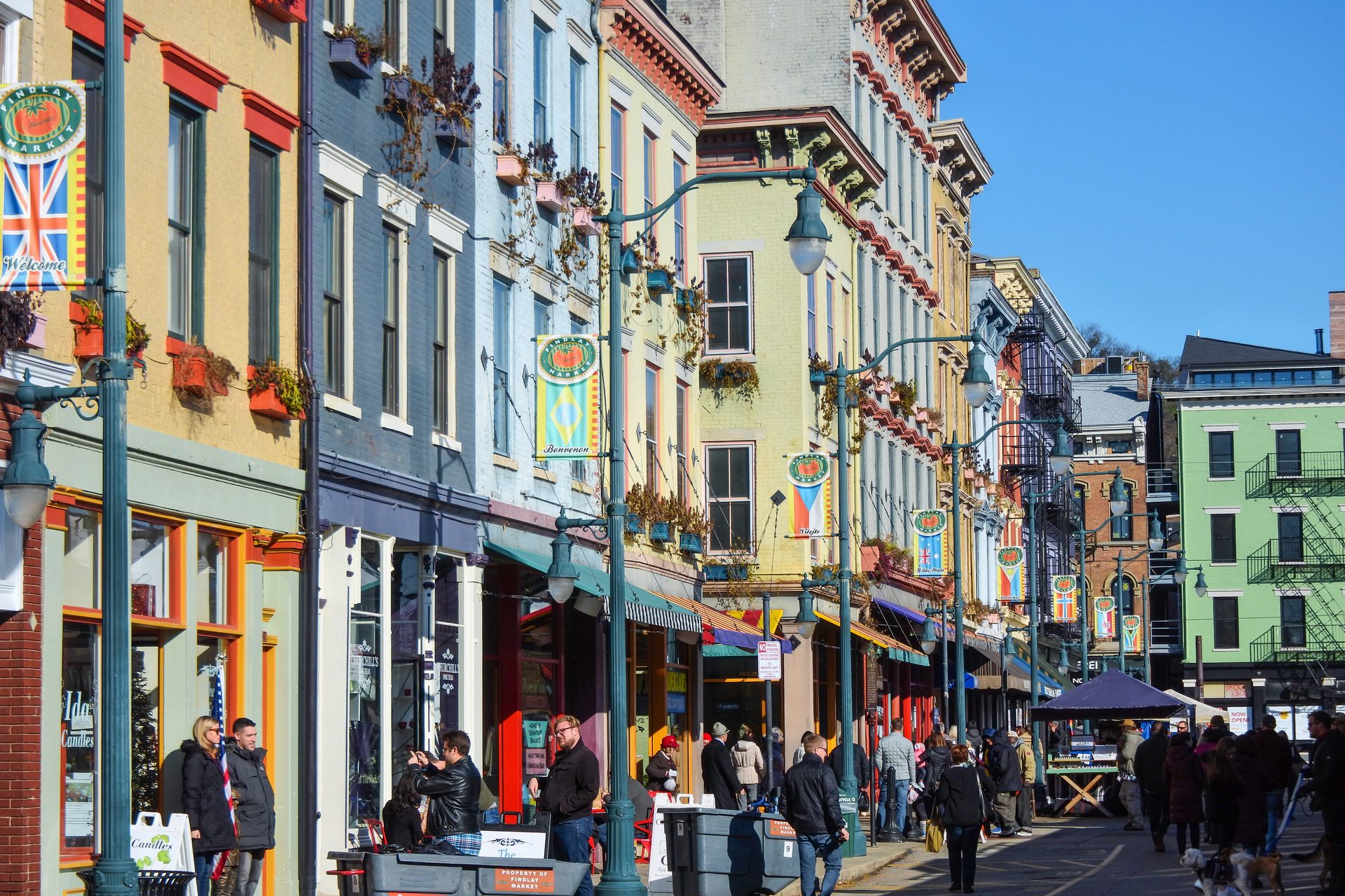 Historic storefronts in Over-the-Rhine, a popular Airbnb district in Cincinnati